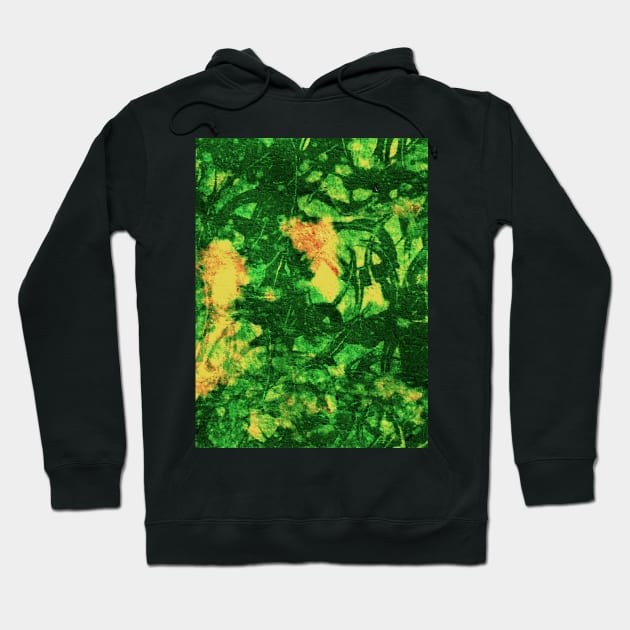 Bleach art green abstract leaves Hoodie by FLOWING COLORS